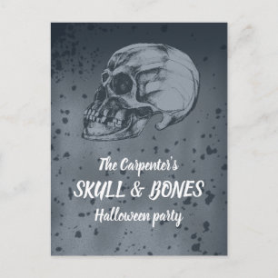 Postal Calavera y huesos de Halloween
