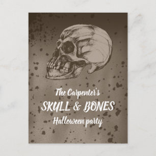 Postal Calavera y huesos Halloween