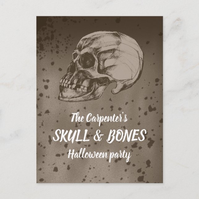 Postal Calavera y huesos Halloween (Anverso)