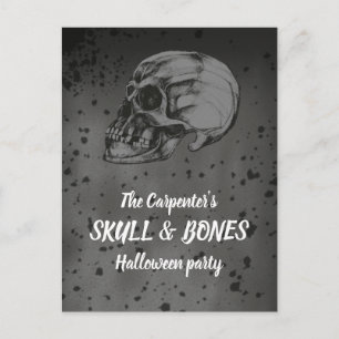 Postal Calavera y huesos Halloween