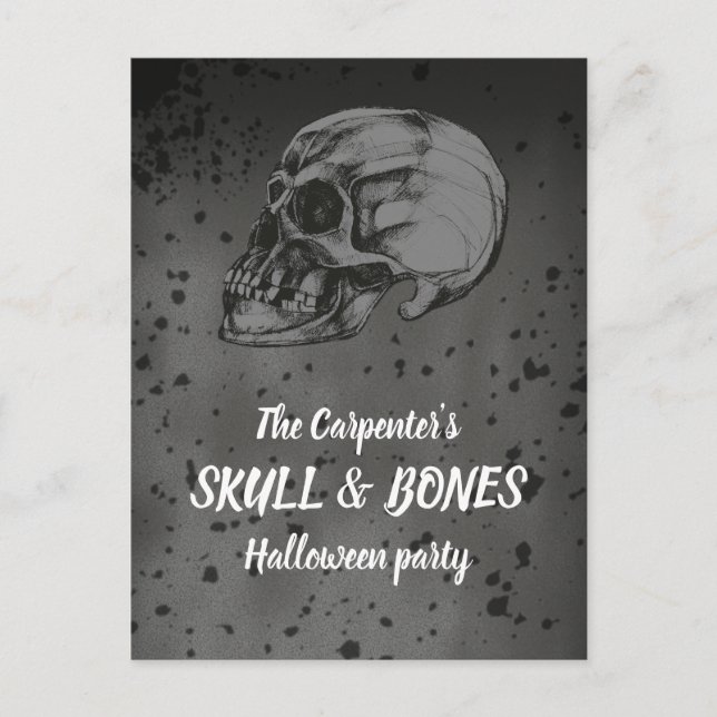 Postal Calavera y huesos Halloween (Anverso)