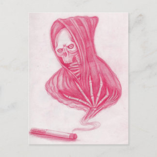 Postal Calavera y humo