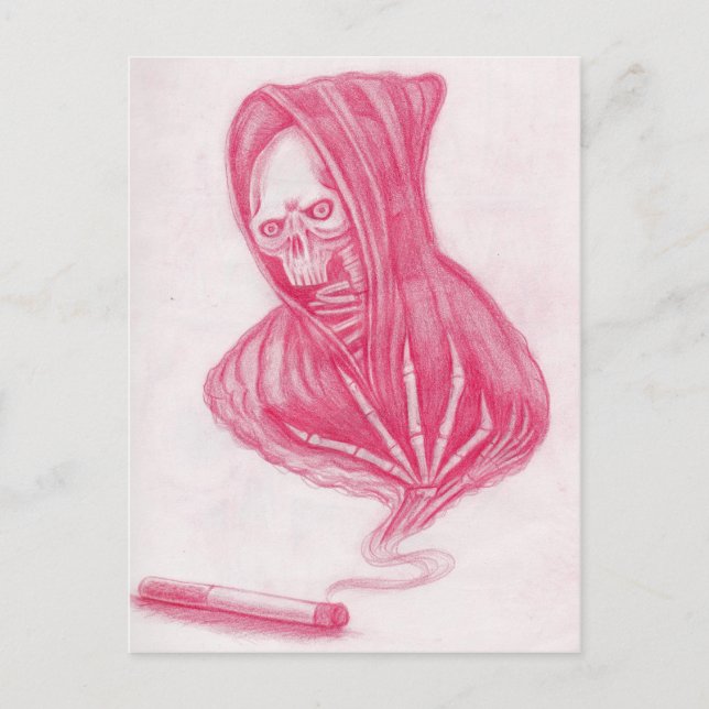 Postal Calavera y humo (Anverso)