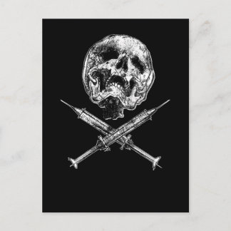 Postal Calavera y jeringas