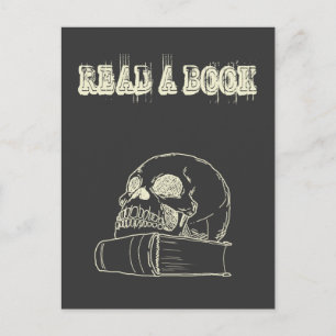 Postal Calavera y libro