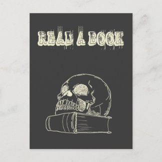 Postal Calavera y libro