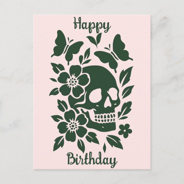 Postal Calavera y Mariposas (Anverso)