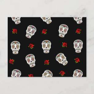 Postal Calaveras Azucareras Rosas RAB Rockabilly Sobre Ne