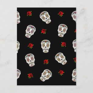 Postal Calaveras Azucareras Rosas RAB Rockabilly Sobre Ne