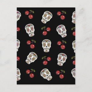 Postal Calaveras de Azúcar Rockabilly RAB Cerezas Sobre N