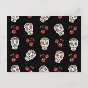 Postal Calaveras de Azúcar Rockabilly RAB Cerezas Sobre N