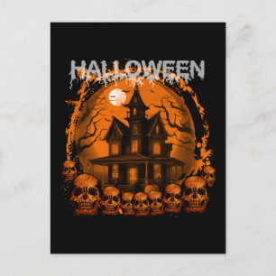 POSTAL CALAVERAS DE CASA EMBRUJADA TERRIFICANTE DE HALLOW