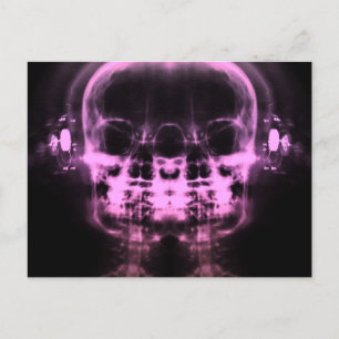 Postal Calaveras de doble rayos X con audífonos - rosa