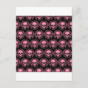 Postal Calaveras de época rosa y negra