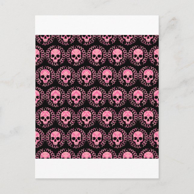 Postal Calaveras de época rosa y negra (Anverso)