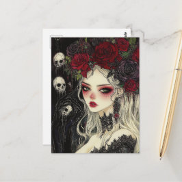 Postal Calaveras de Persephone y Rosas