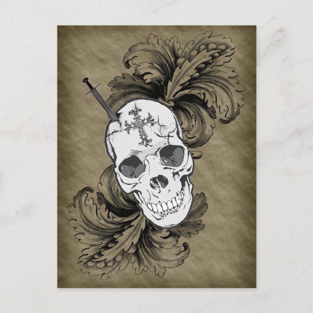 Postal Calaveras góticas y carta barroca (Anverso)