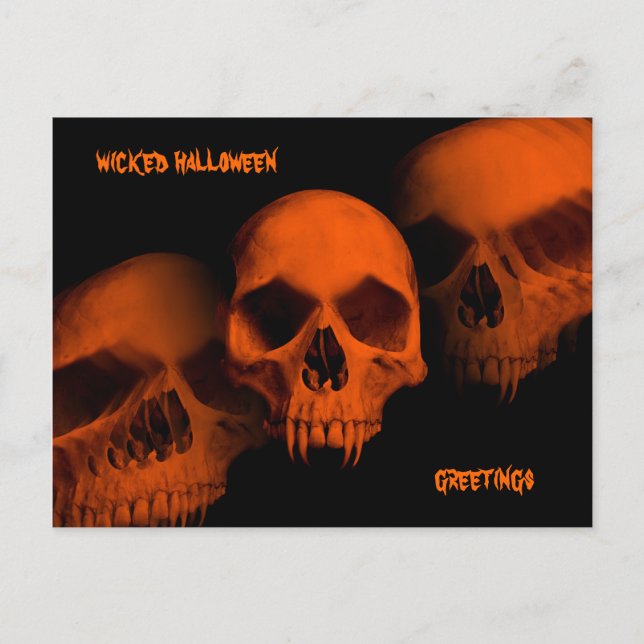 Postal Calaveras malvadas de Halloween (Anverso)