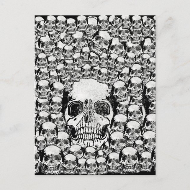 POSTAL CALAVERAS PAREDE MUERTE MUERTO ESQUELETO NEGRO BLA (Anverso)