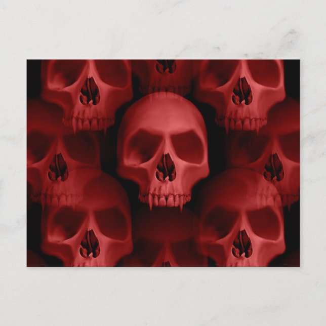 Postal Calaveras rojas de horror (Anverso)