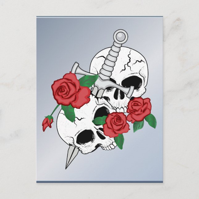 Postal Calaveras, Rosas y puñetazos (Anverso)
