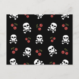 Postal Calaveras y Cerezas RAB Rockabilly en Negro