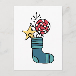 Postal Calcetín de Caramelo Navideño