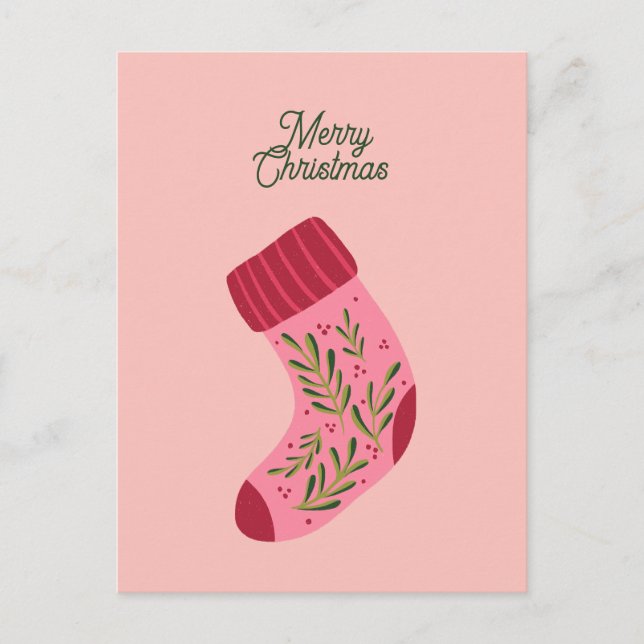 Postal Calcetín de Navidad Feliz (Anverso)