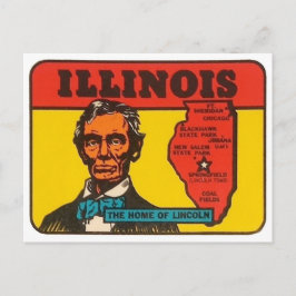 Postal Calcomanía de Illinois con Lincoln