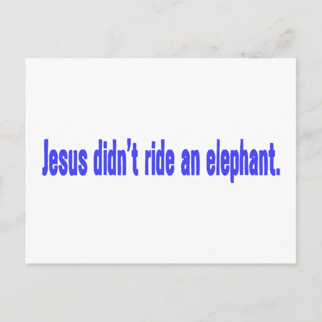Postal Calcomanía Jesús No Montó Elefante (Anverso)