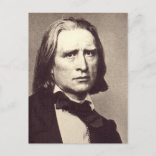 Postal Calcomanía redonda clásica de Franz Liszt