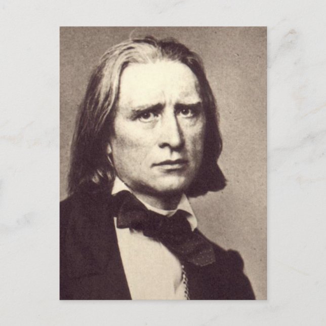 Postal Calcomanía redonda clásica de Franz Liszt (Anverso)