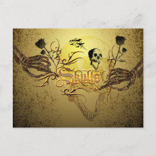 Postal Calcula la palabra con el cráneo gracioso, rosas