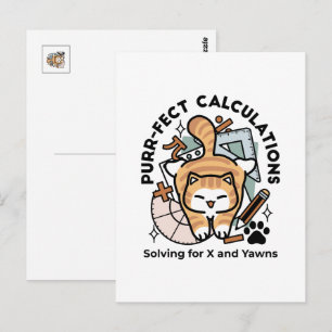 Postal Cálculos Perfectos – Diseño Divertido de Gato Mate