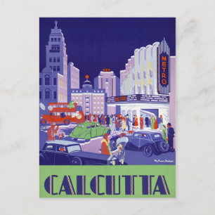 Postal Calcutta Vintage Poster de Viajes Restaurado