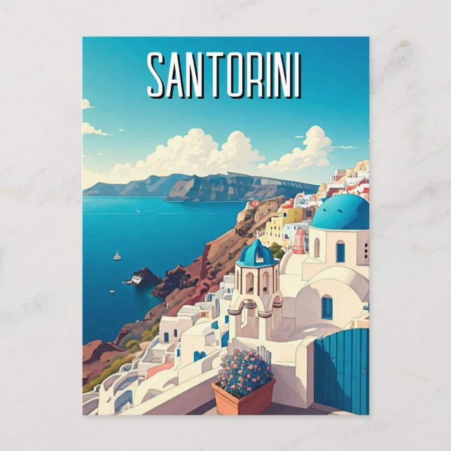 Postal Caldera Vista Santorini Grecia Ciclismo Viajes (Anverso)