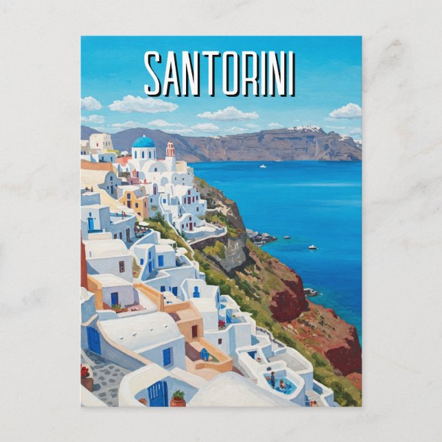 Postal Caldera Vista Santorini Grecia Ciclismo Viajes (Anverso)