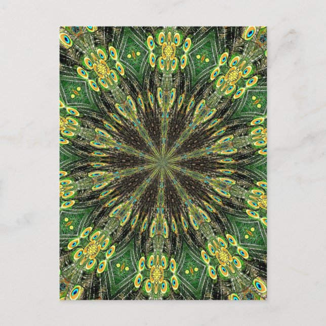 Postal Caleidoscopio de Feather Peacock 2 (Anverso)