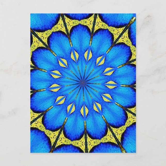 Postal Caleidoscopio de plumas de pavo real 4 (Anverso)