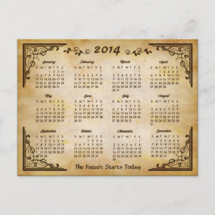Postal Calendario 2014 - Marco antiguo y estilo de papel