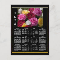 Calendario 2015 de coloridos Rosas y flores