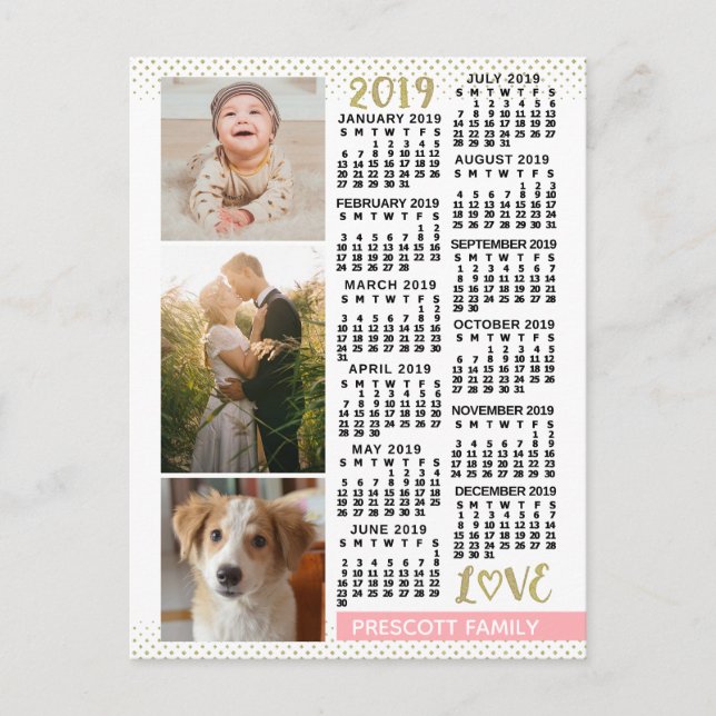 Postal Calendario 2019 (Consulte Descripción de la nueva  (Anverso)