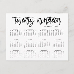 Postal Calendario 2019   Tipografía moderna