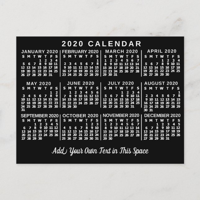 Postal Calendario 2020 (Consulte Descripción de la nueva  (Anverso)