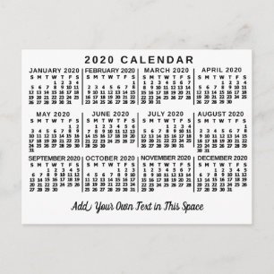 Postal Calendario 2020 (Consulte Descripción de la nueva