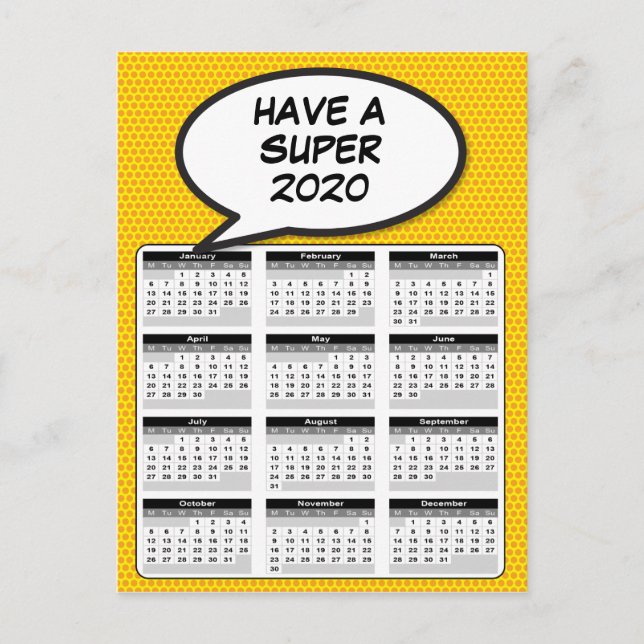 Postal Calendario 2020 de la burbuja del discurso del art (Anverso)
