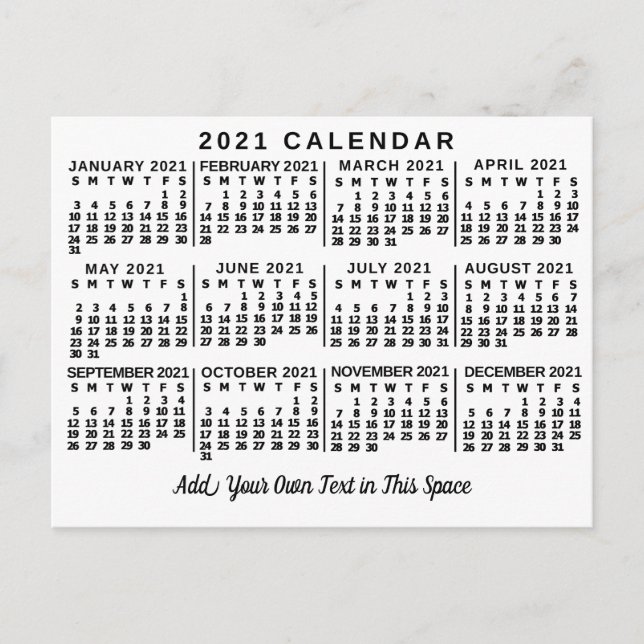 Postal Calendario 2021 (Consulte Descripción de la nueva  (Anverso)