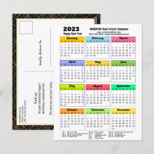 Postal Calendario 2023 Modern Script Empresarial Minimali