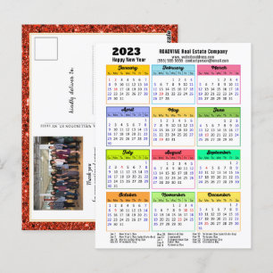 Postal Calendario 2023 Purpurina rojo moderno foto de neg