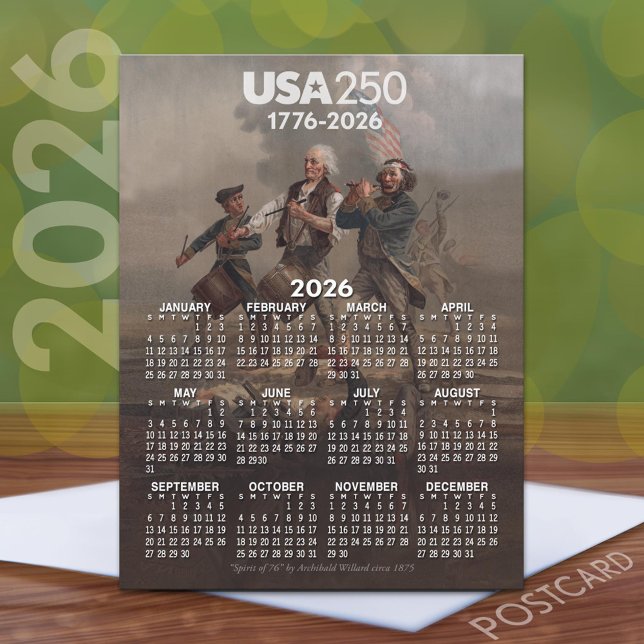 Postal Calendario 2026 - Espíritu de 76 - 250° de Estados (2026 Calendar on a Postcard)